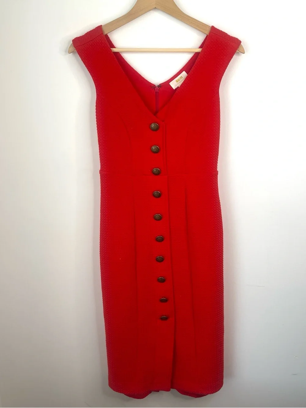 Maeve Red Button-Front Midi Dress size XS